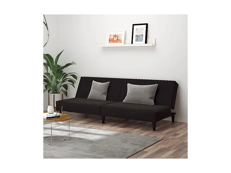 Schlafsofa 2-Sitzer Schwarz Samt