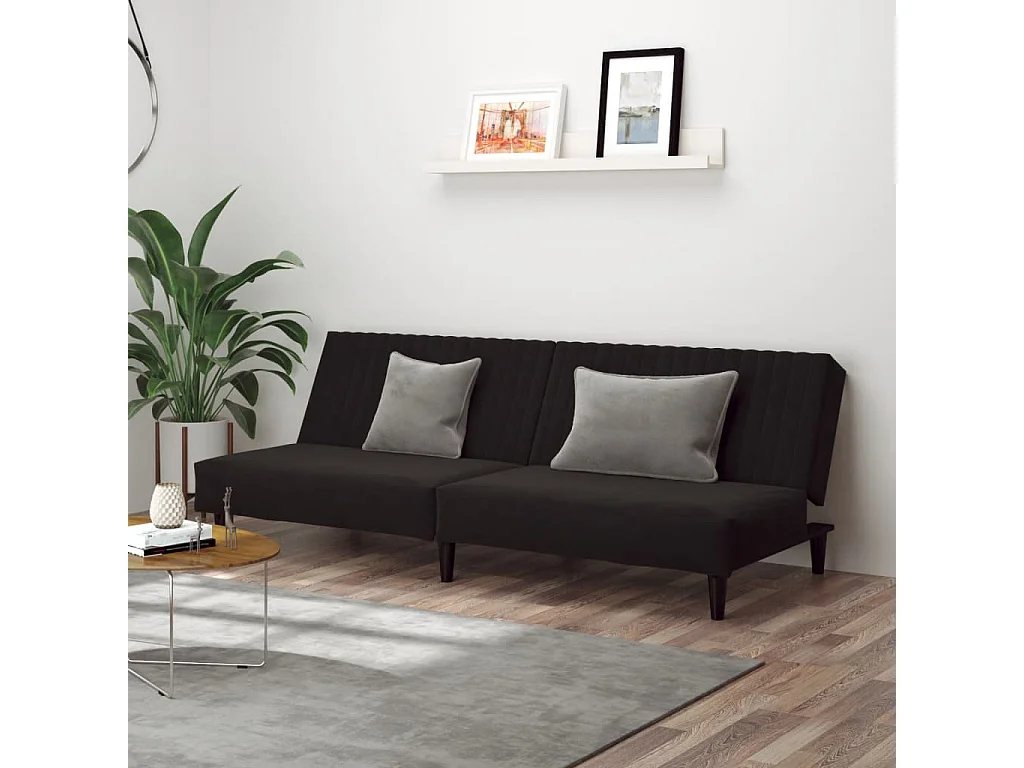 Schlafsofa 2-Sitzer Schwarz Samt