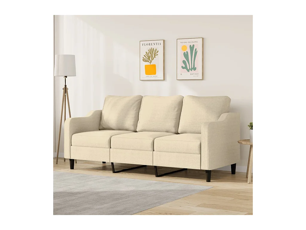 Canapé à 3 places Crème 180 cm Tissu