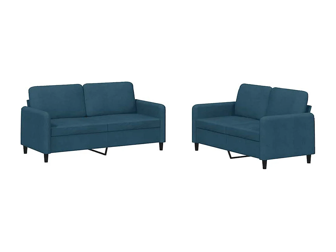 Set di Divani 2 pz Blu in Velluto