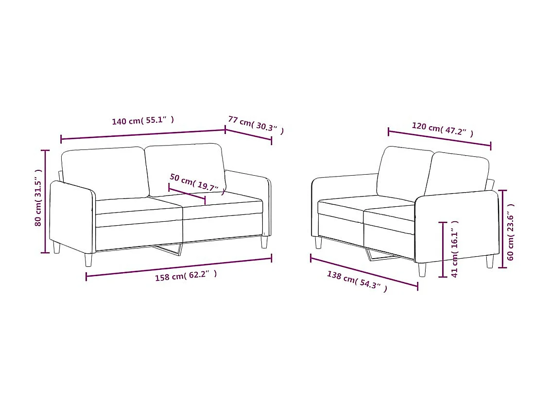 Set di Divani 2 pz Blu in Velluto