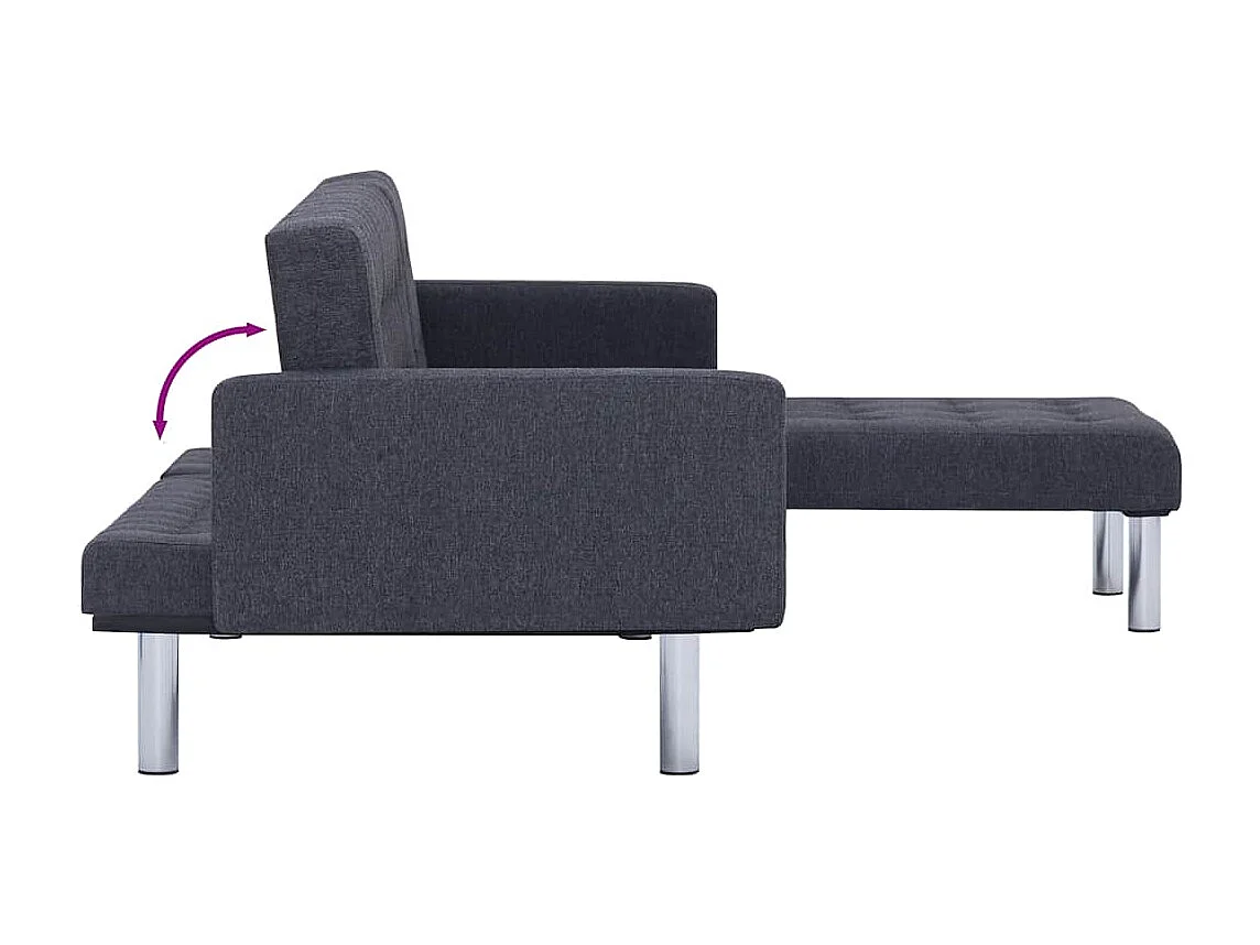 Canapé-lit en L Gris foncé Polyester