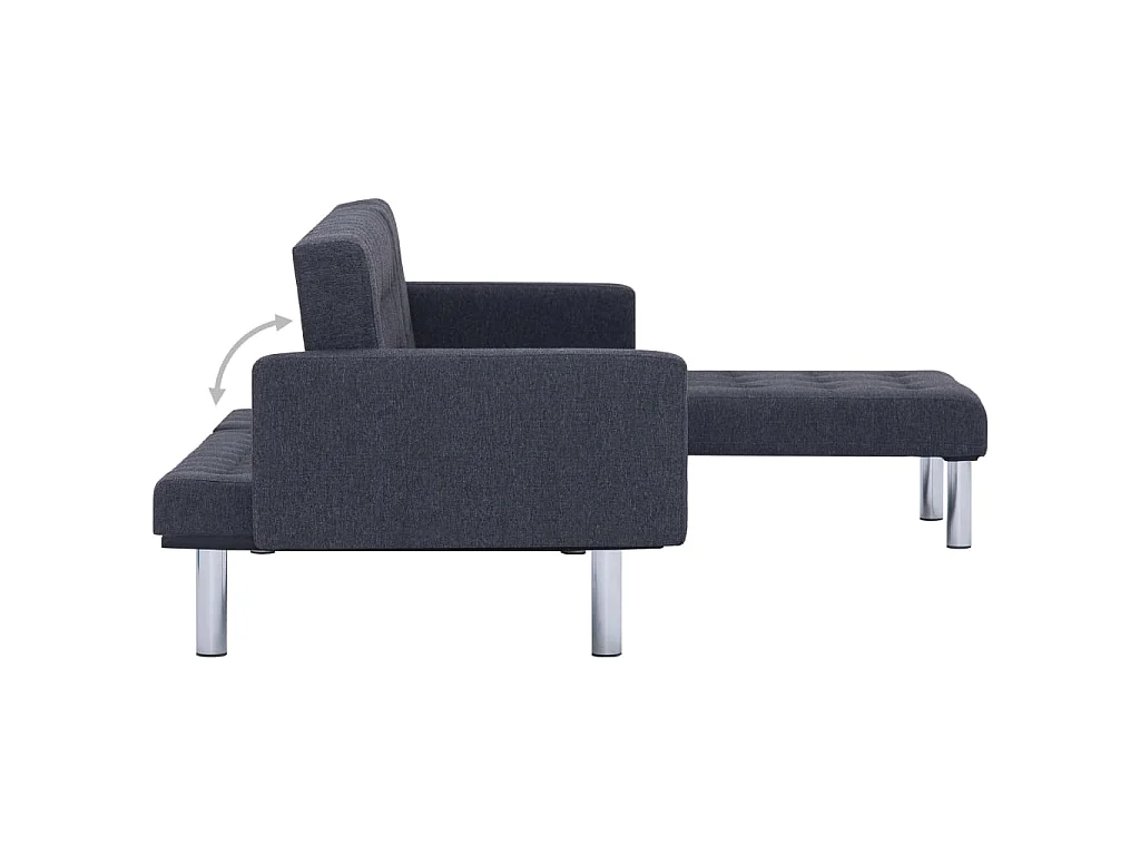 Canapé-lit en L Gris foncé Polyester