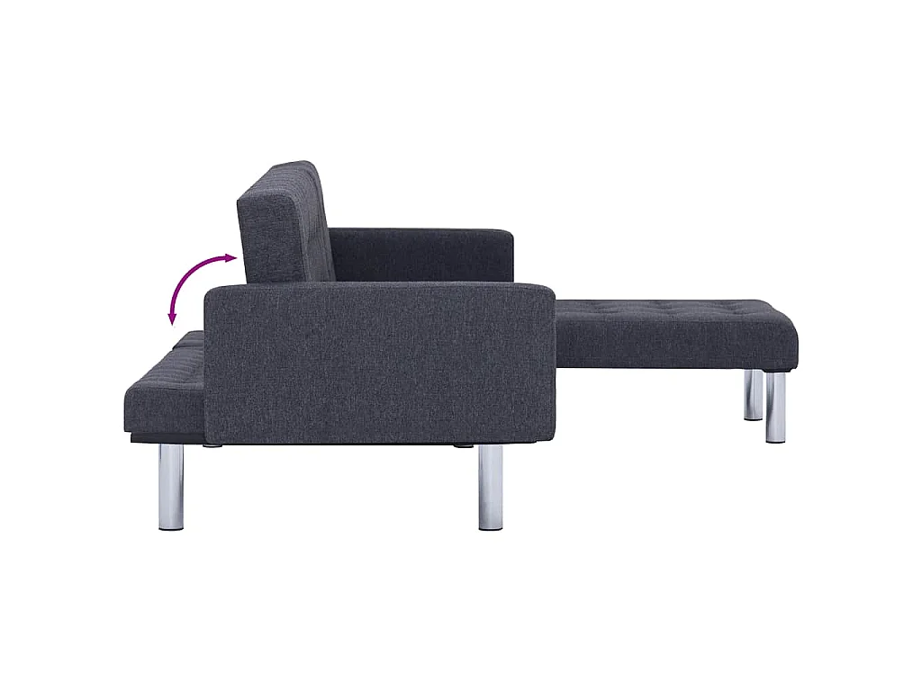 Canapé-lit en L Gris foncé Polyester