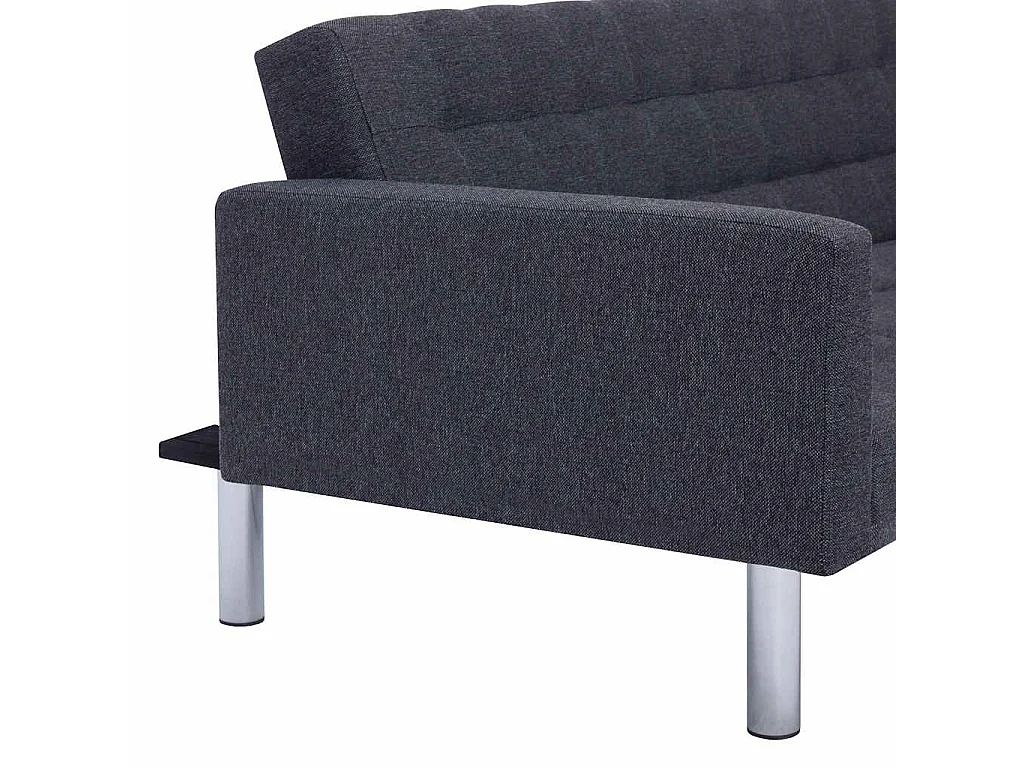 Canapé d'angle convertible clic-clac 3 places en tissu gris foncé
