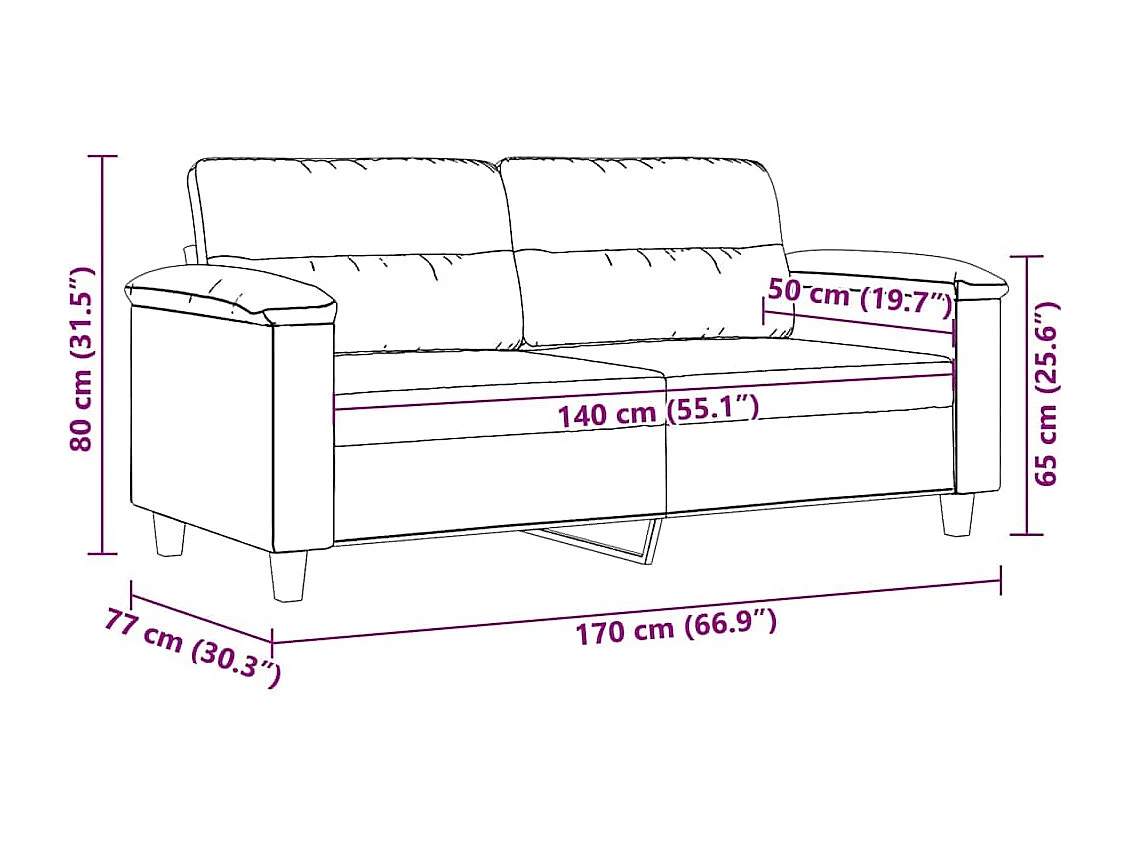 2-Sitzer-Sofa Taupe 140 cm Mikrofasergewebe