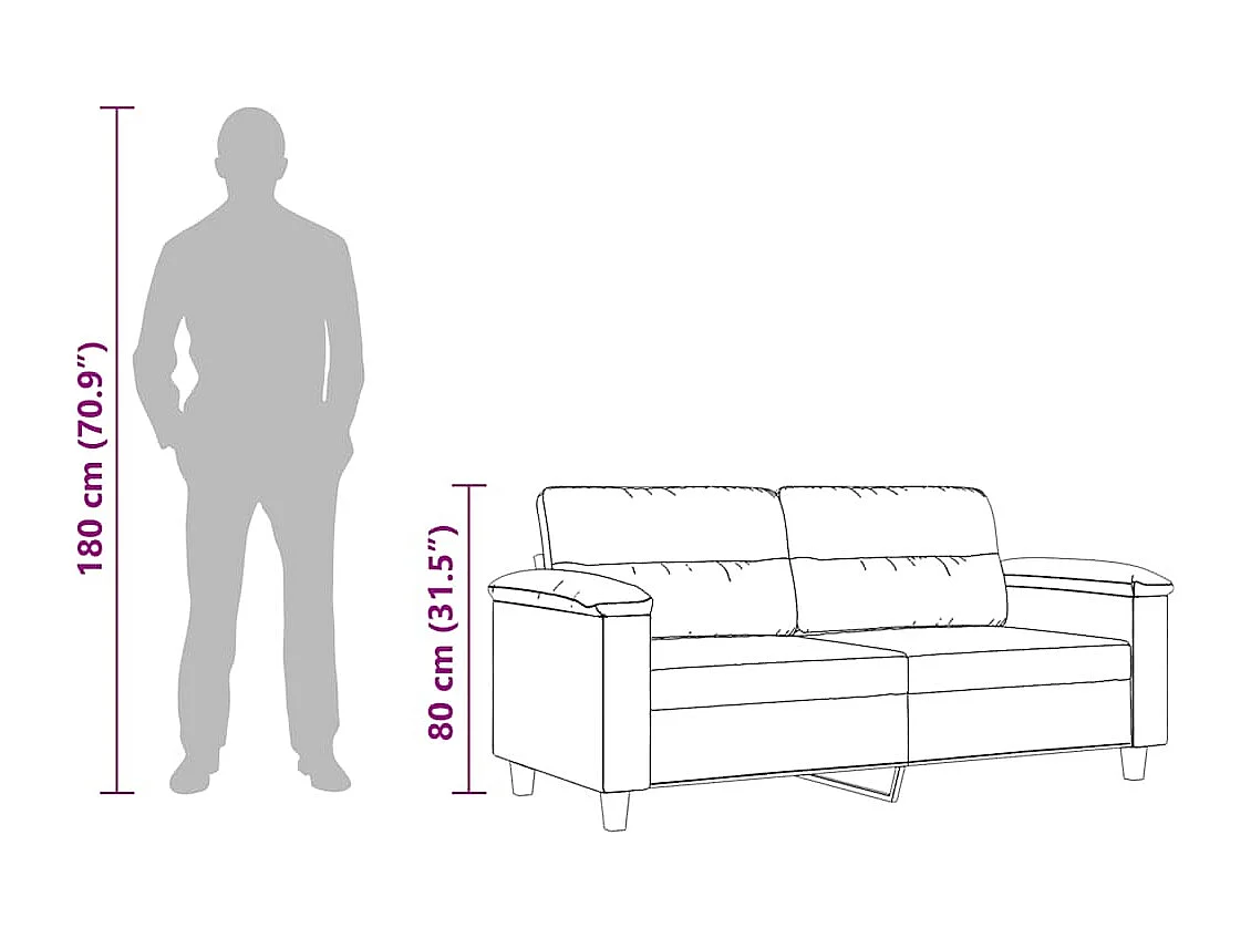 2-Sitzer-Sofa Taupe 140 cm Mikrofasergewebe