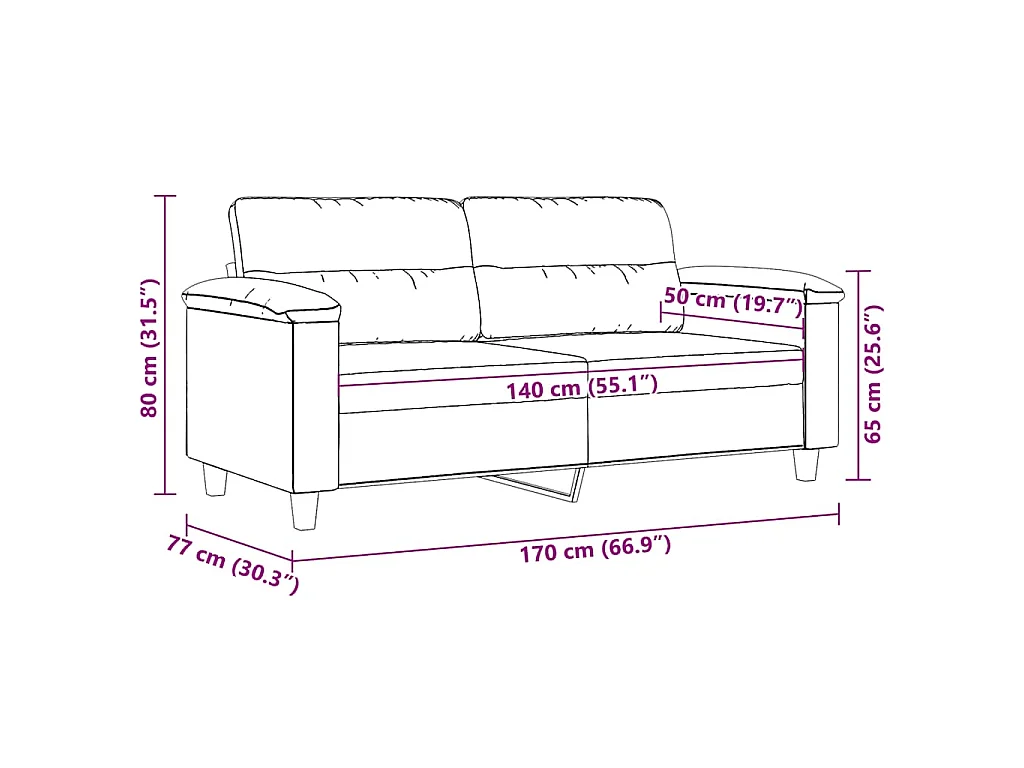Tweezitsbank 140 cm microvezelstof taupe