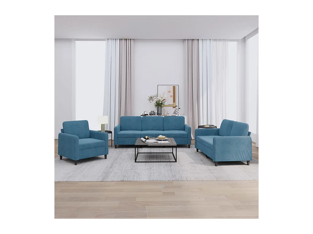 Ensemble de canapés 3 pcs bleu velours