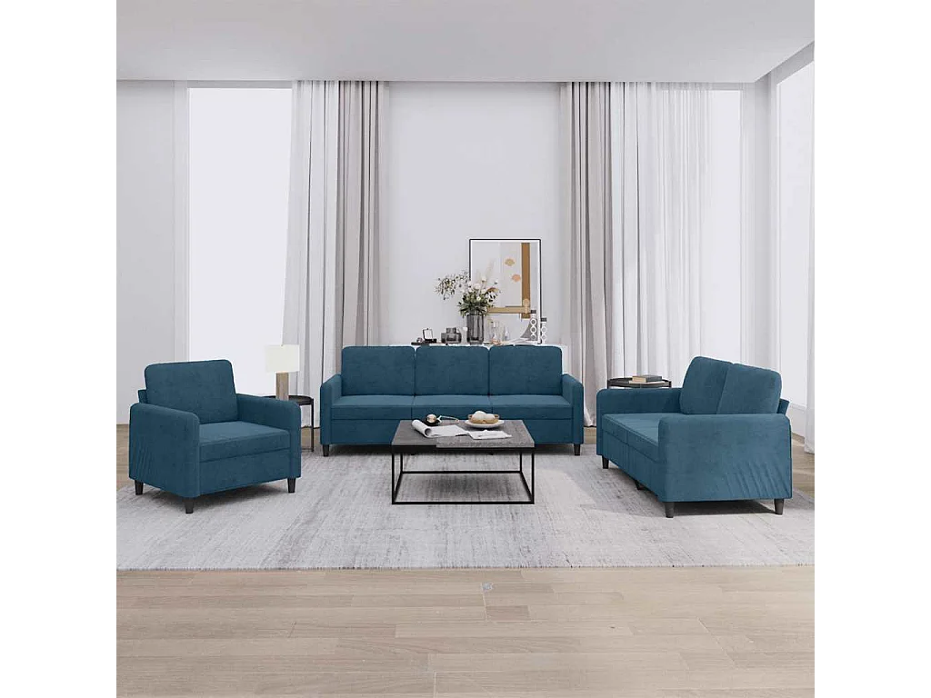 Ensemble de canapés 3 pcs bleu velours