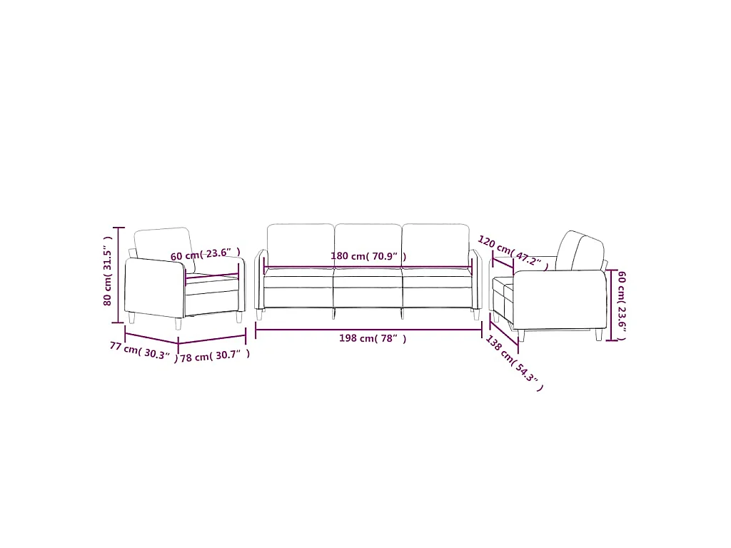 Ensemble de canapés 3 pcs bleu velours
