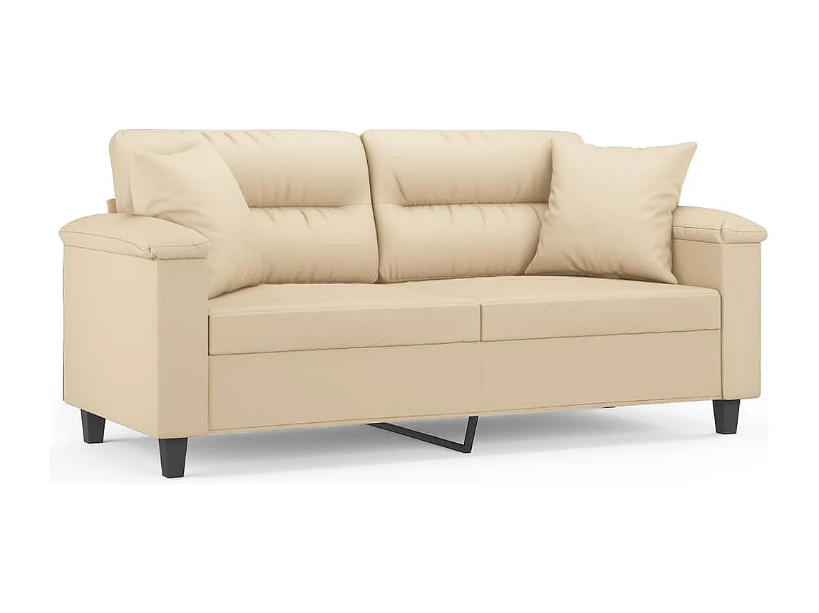 Sofá 2 lugares c/ almofadas 140 cm microfibra cor creme