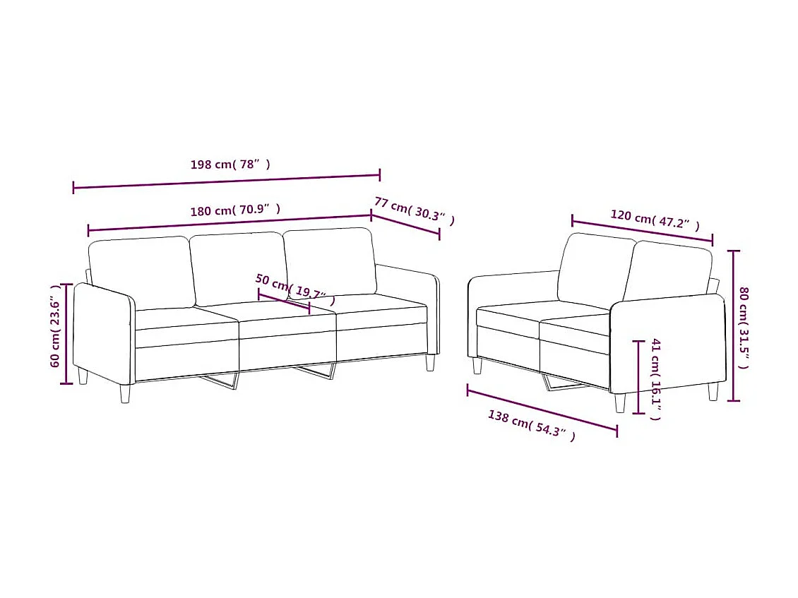 Ensemble de canapés 2 pcs marron velours
