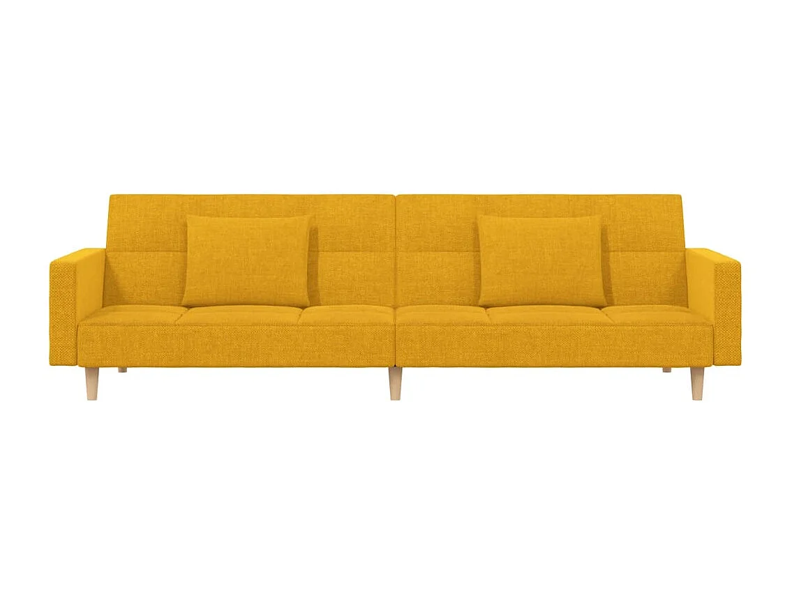 Divano Letto a 2 Posti con 2 Cuscini Giallo in Tessuto