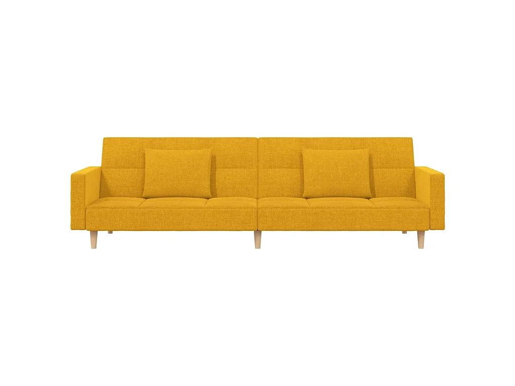 Divano Letto a 2 Posti con 2 Cuscini Giallo in Tessuto
