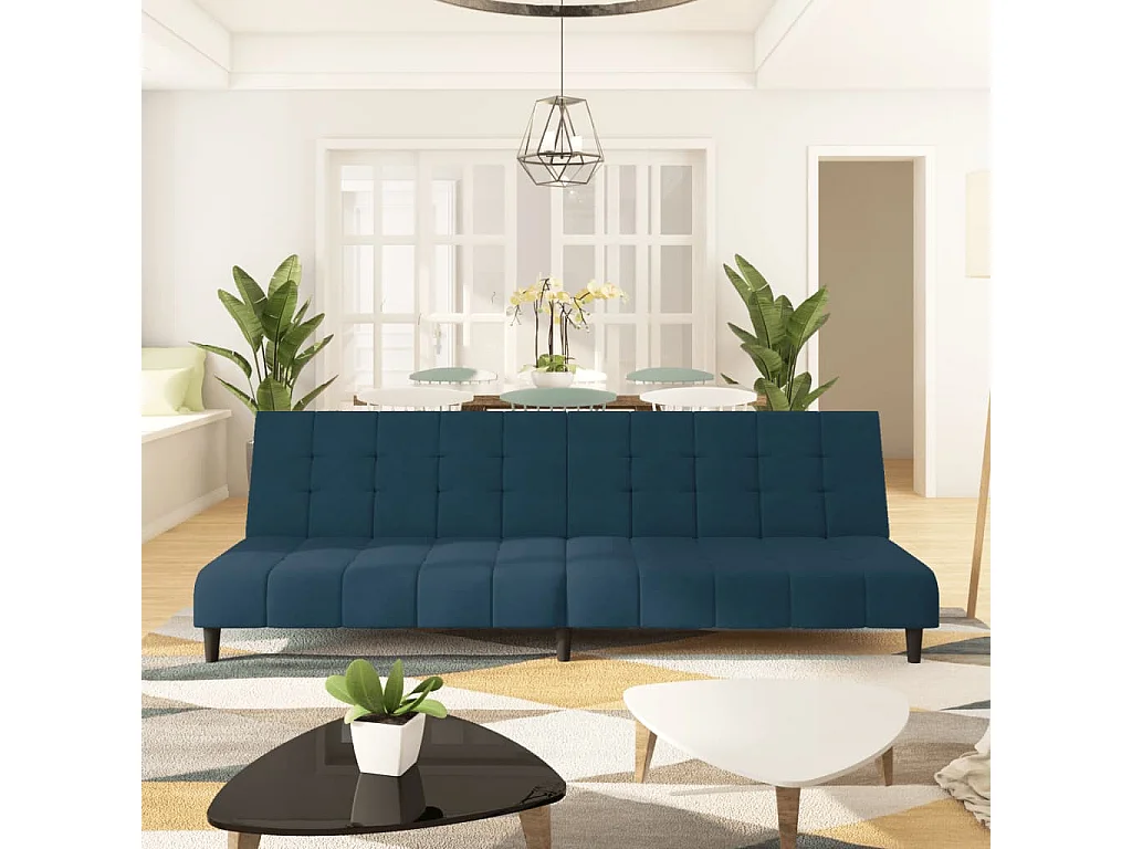 Schlafsofa 2-Sitzer Blau Samt