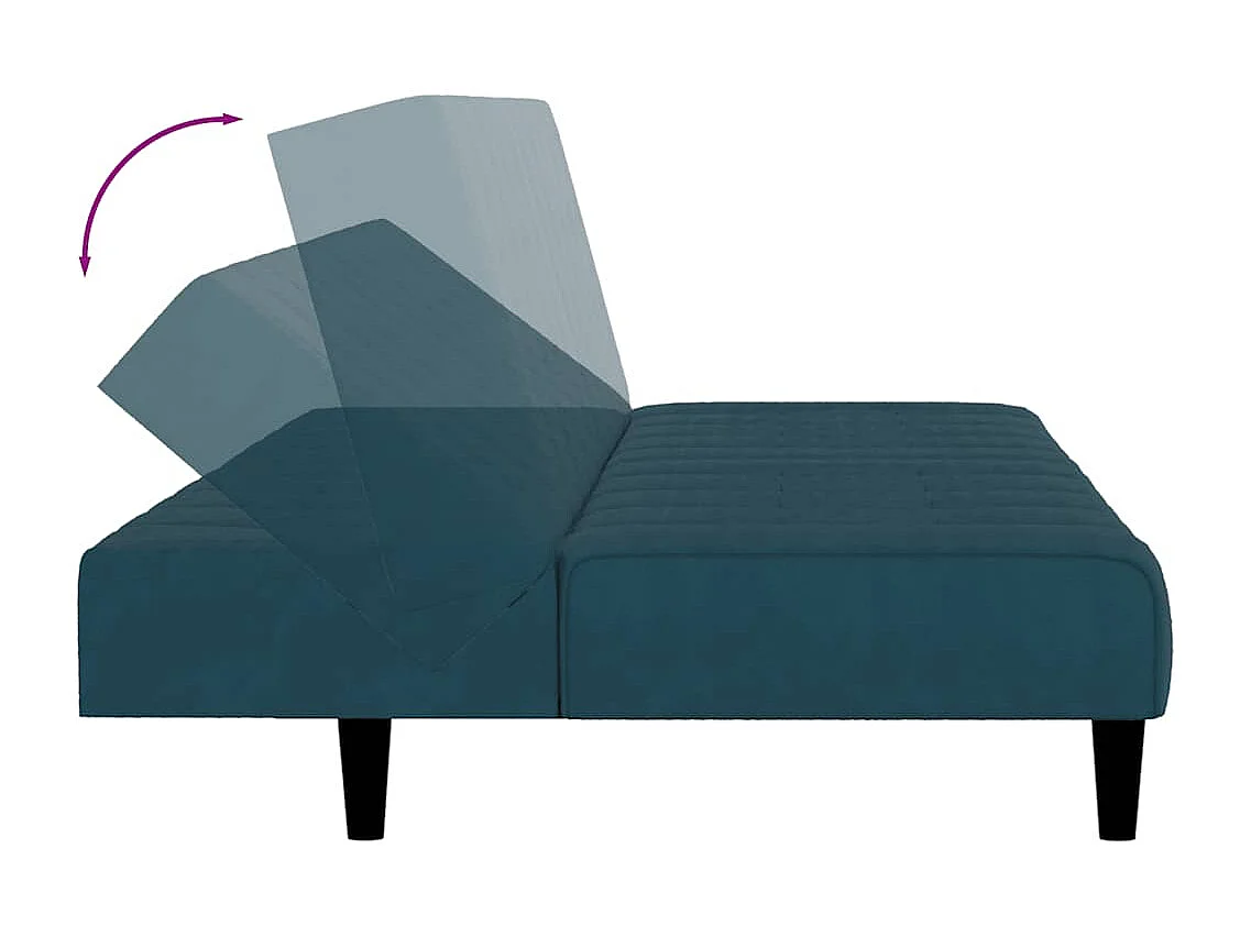 Schlafsofa 2-Sitzer Blau Samt