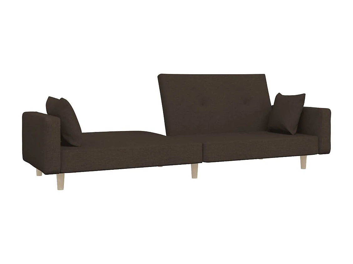 Sofá cama de 2 plazas con dos almohadas tela marrón oscuro