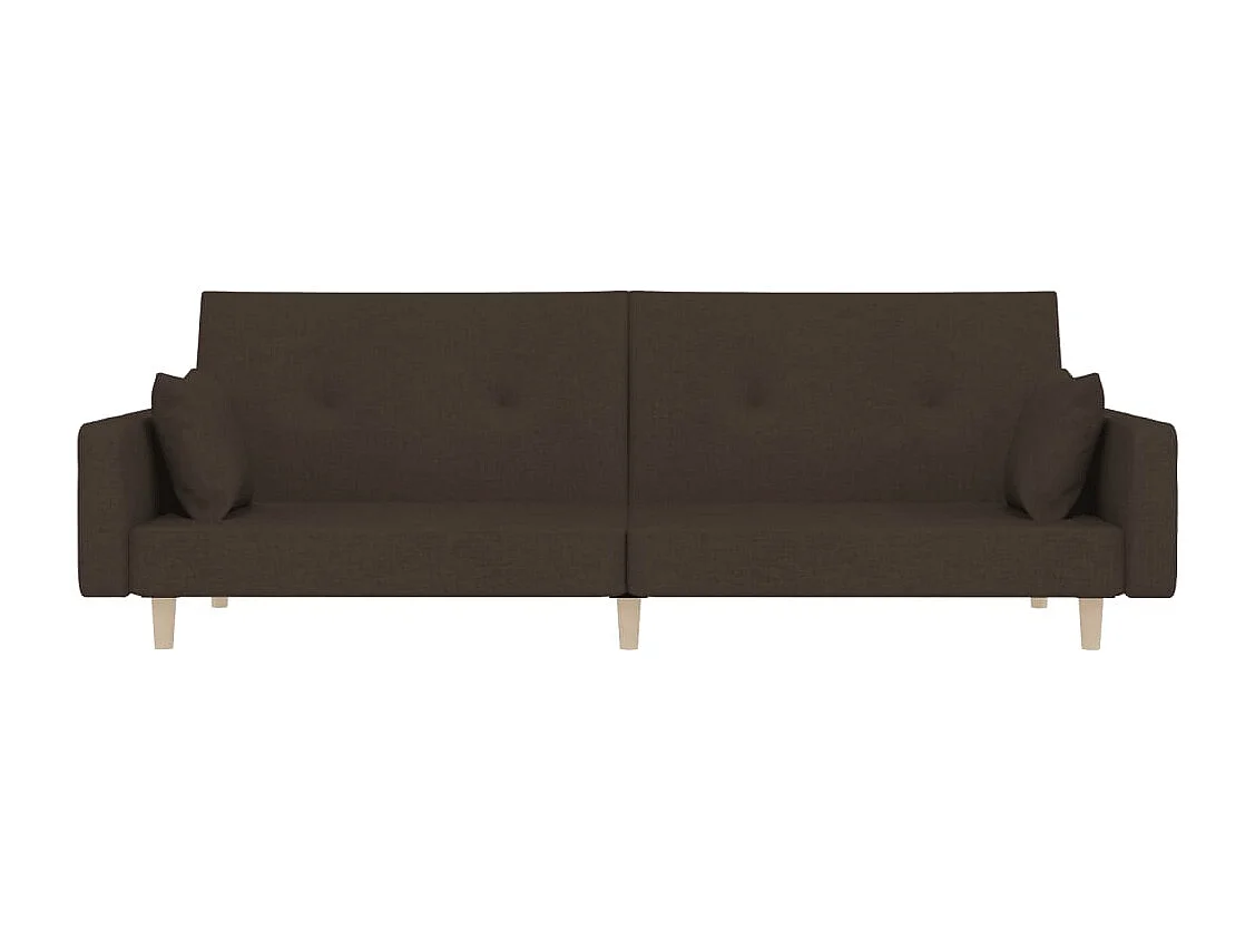Sofá cama de 2 plazas con dos almohadas tela marrón oscuro