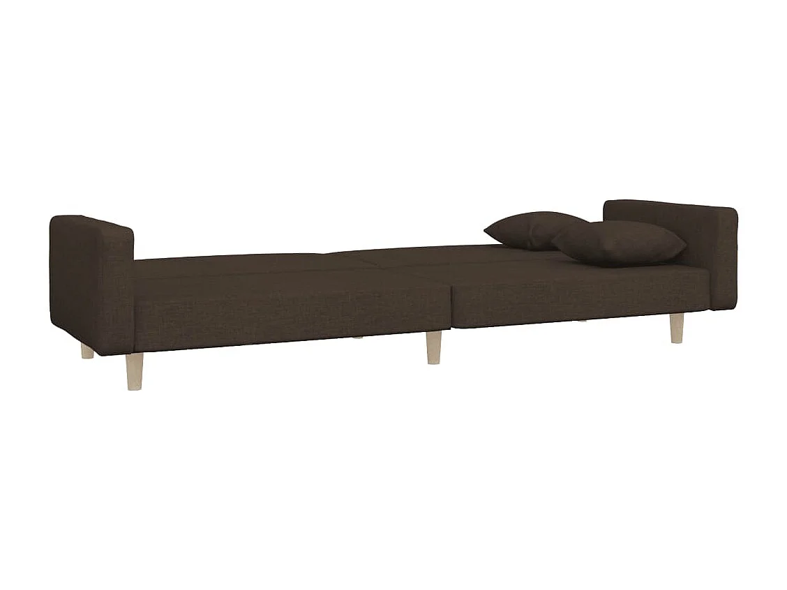 Sofá cama de 2 plazas con dos almohadas tela marrón oscuro