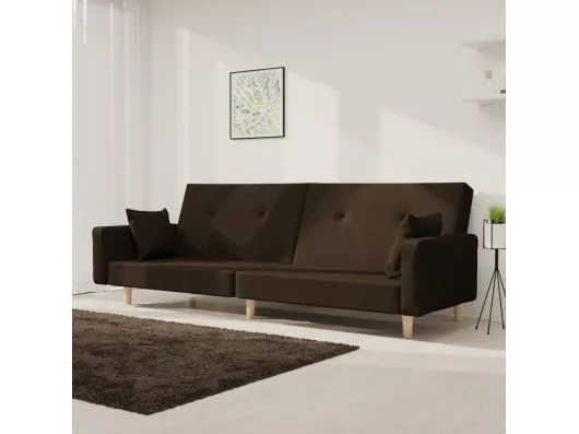 Kauf Unique Schlafsofa 2-Sitzer mit 2 Kissen Dunkelbraun Stoff