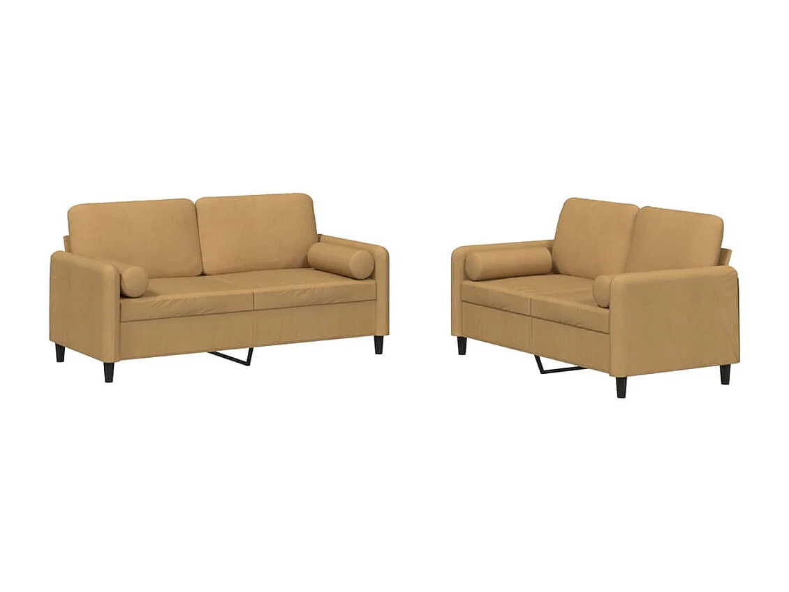 2-delige Loungeset met kussens fluweel bruin