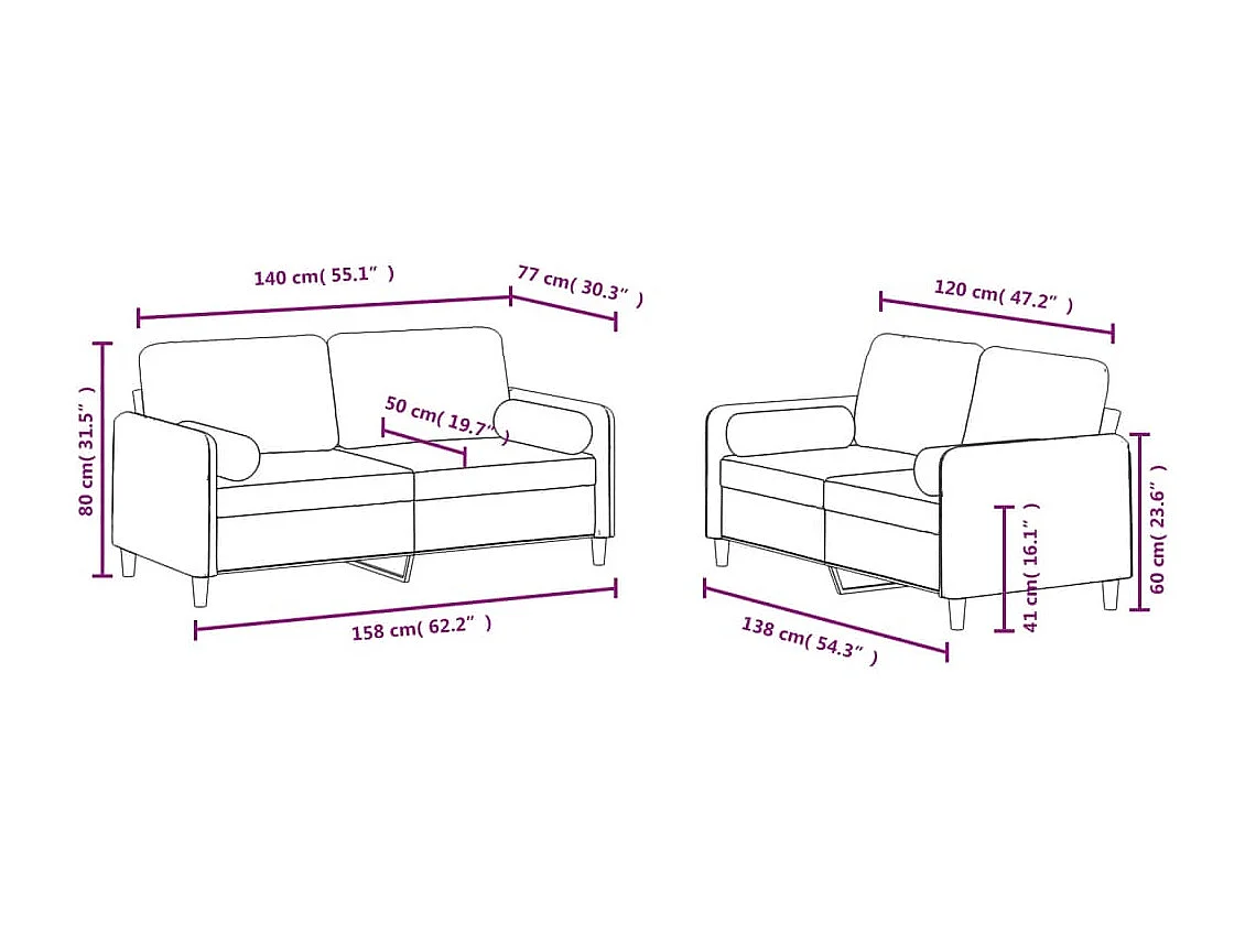 2-delige Loungeset met kussens fluweel bruin
