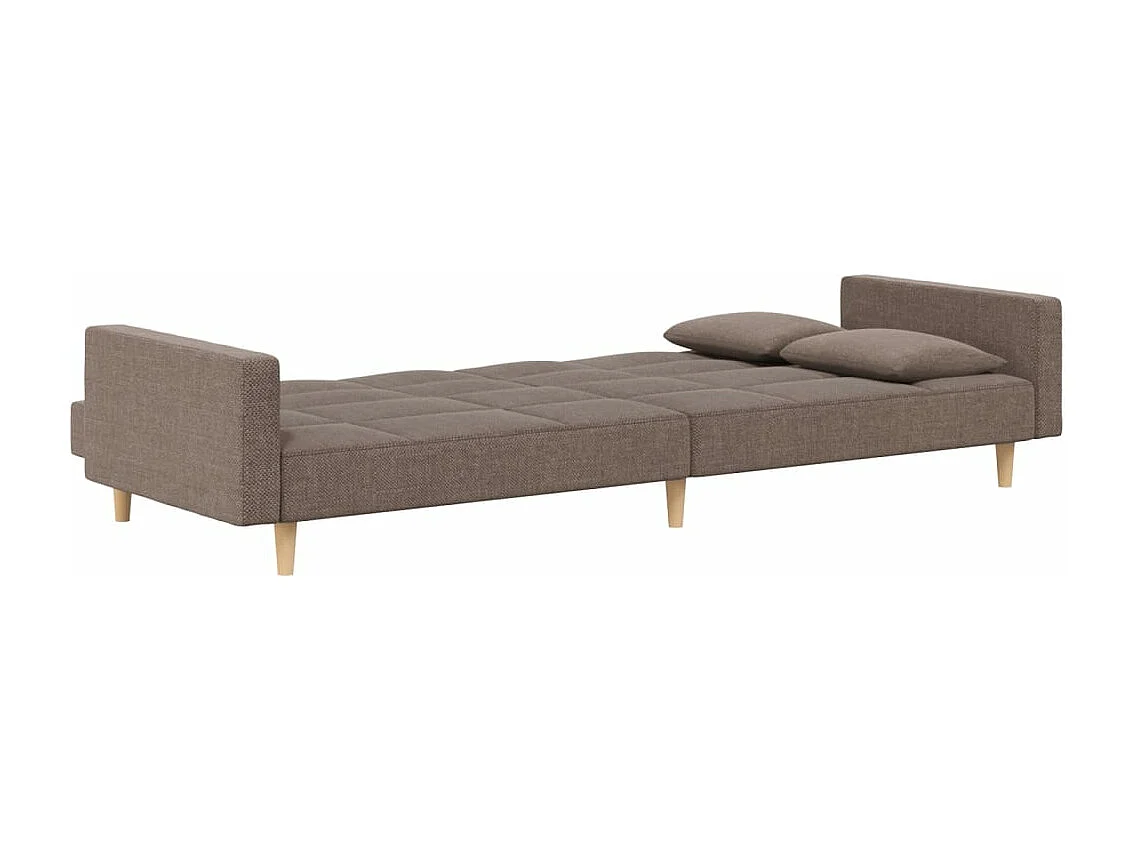 Sofá cama de 2 plazas con dos almohadas tela gris taupe