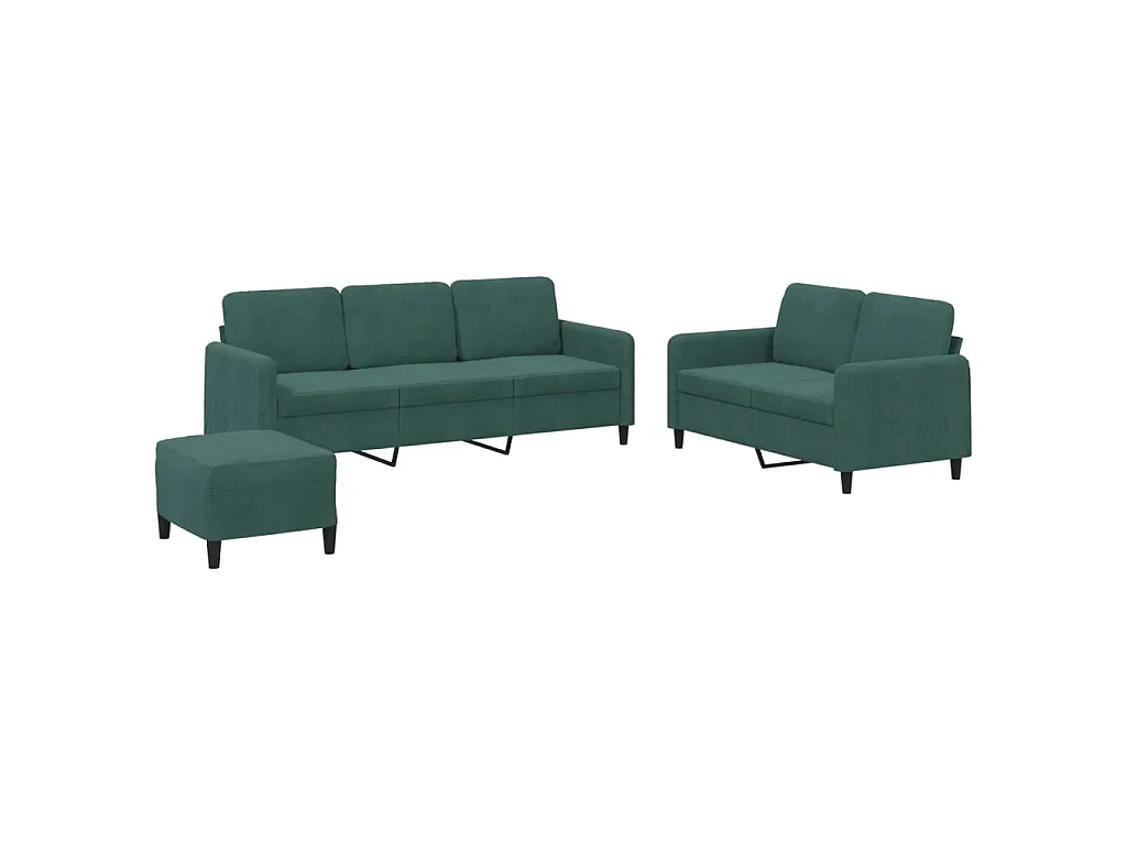 Ensemble de canapés 3 pcs vert foncé velours