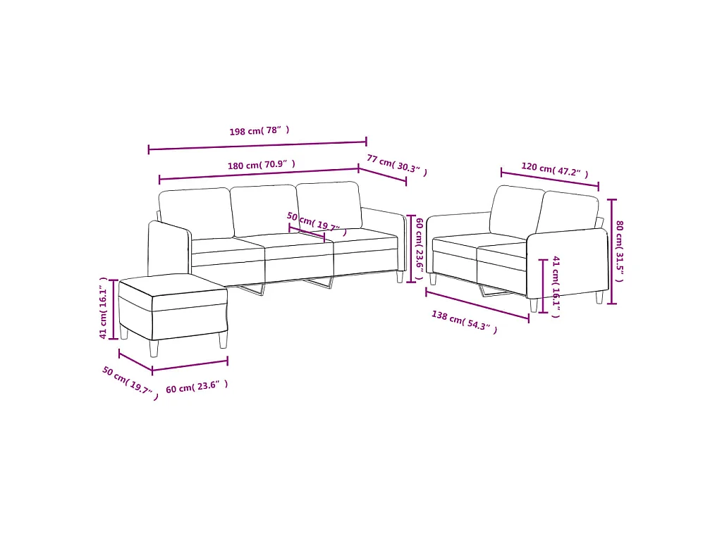 Ensemble de canapés 3 pcs vert foncé velours