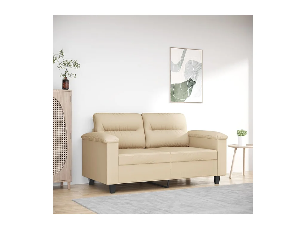 Canapé à 2 places Crème 120 cm Tissu microfibre