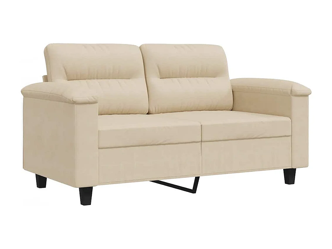 Sofá de 2 lugares 120 cm tecido de microfibra cor creme