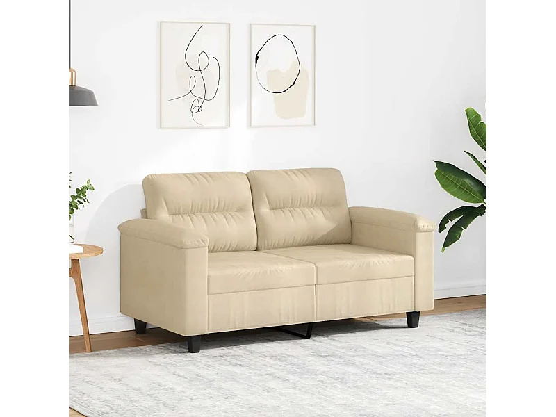 Canapé à 2 places Crème 120 cm Tissu microfibre