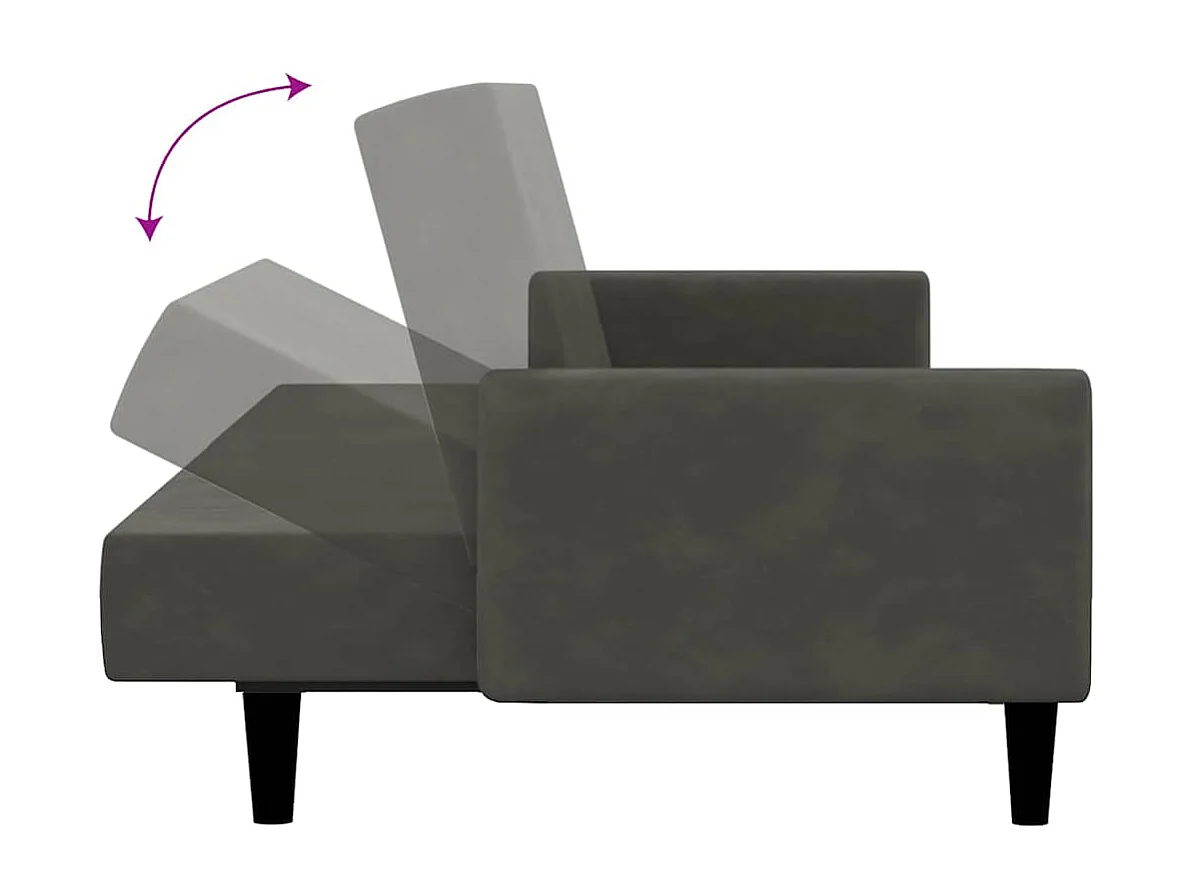 Schlafsofa 2-Sitzer Dunkelgrau Samt