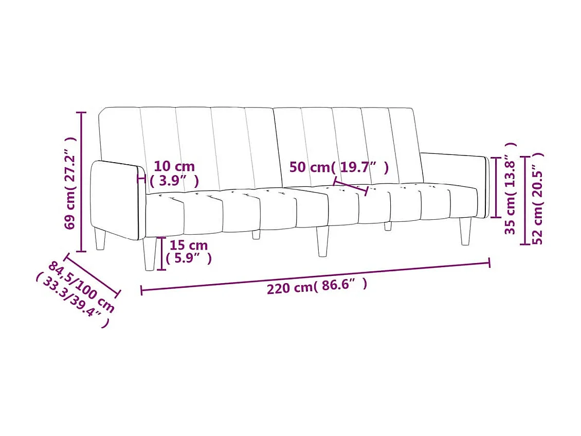 Canapé-lit à 2 places gris foncé velours