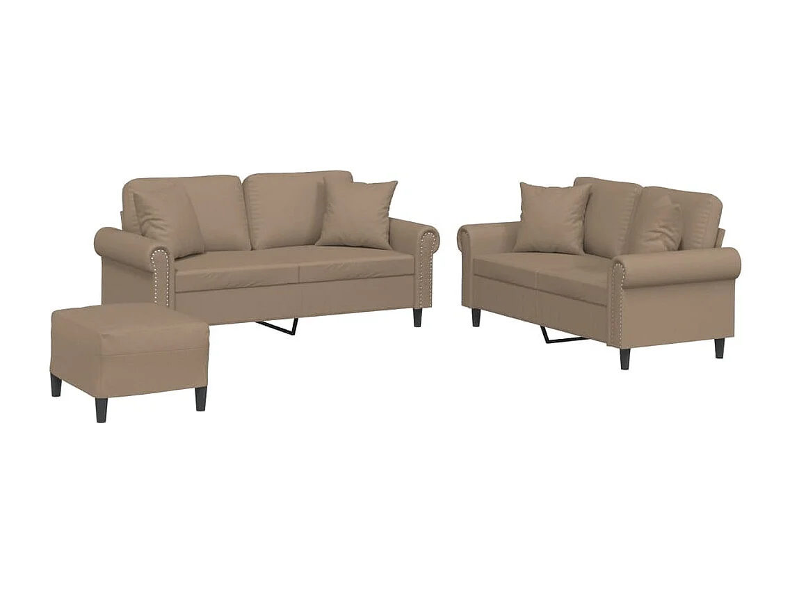 Ensemble de canapés 3 pcs avec coussins cappuccino similicuir