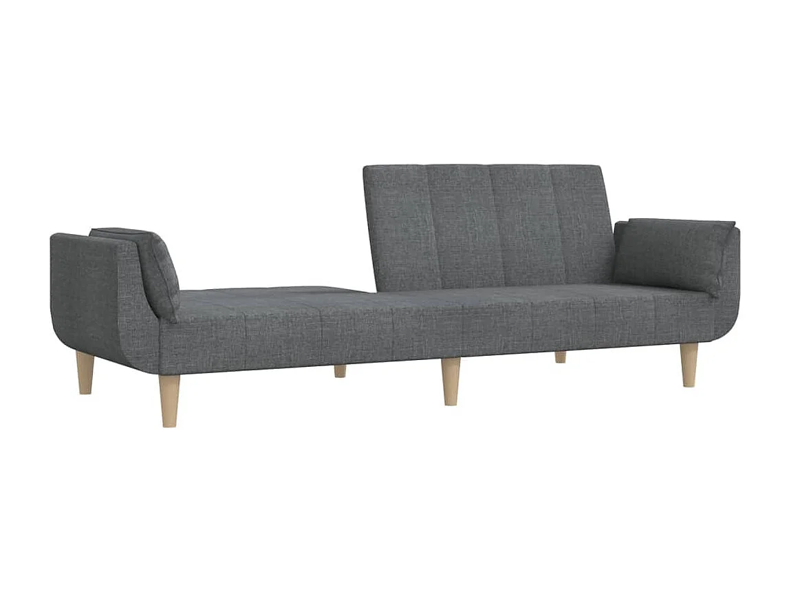 Sofá-cama 2 lugares com duas almofadas tecido cinzento-claro