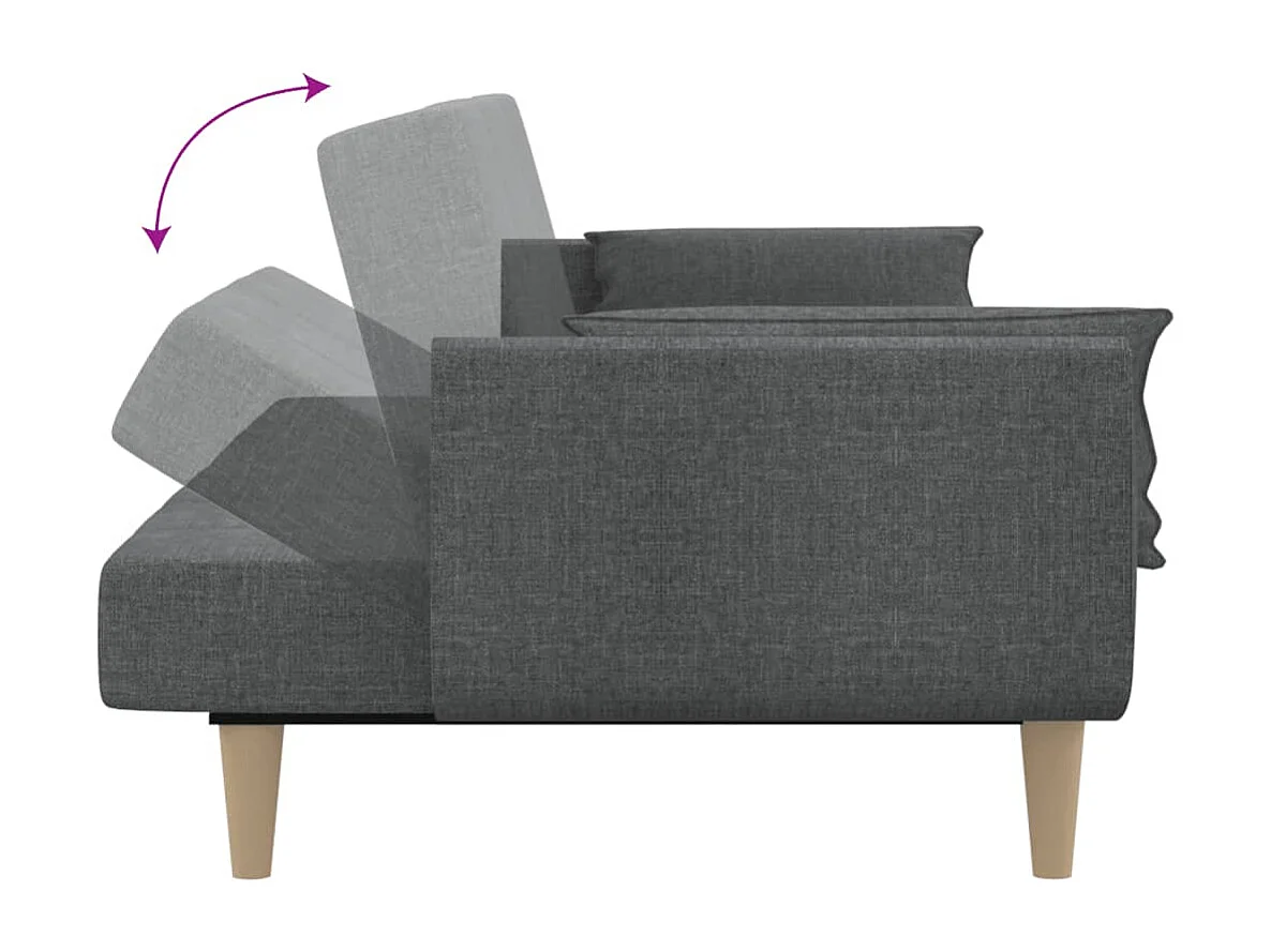 Sofá-cama 2 lugares com duas almofadas tecido cinzento-claro