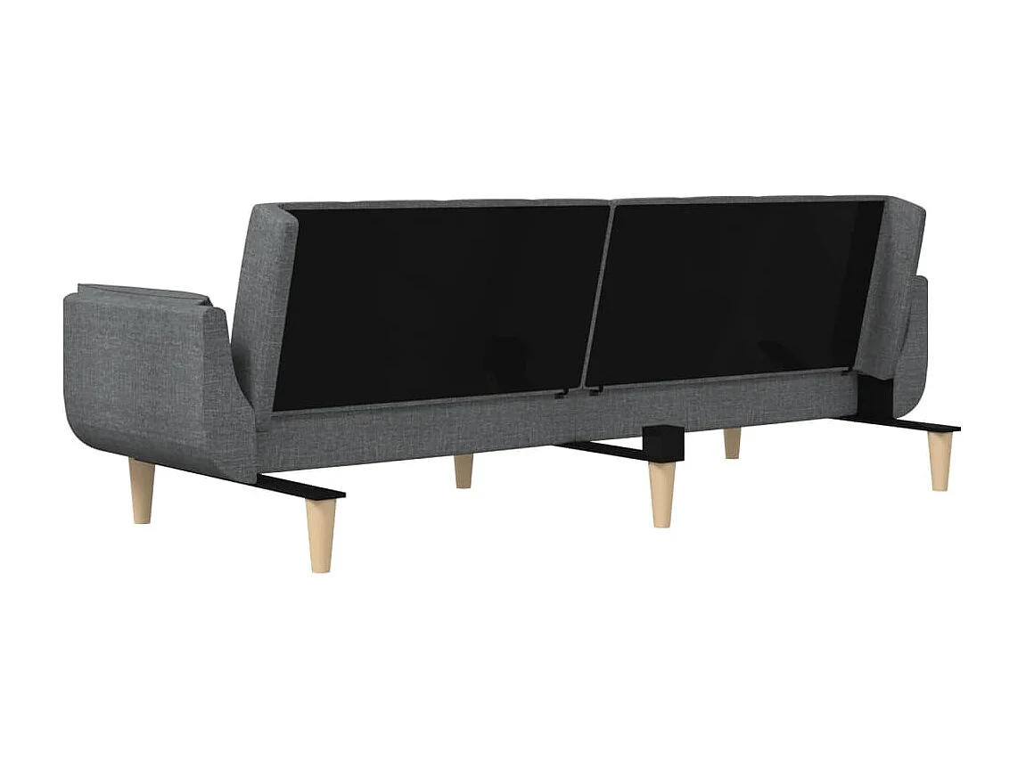 Sofá-cama 2 lugares com duas almofadas tecido cinzento-claro