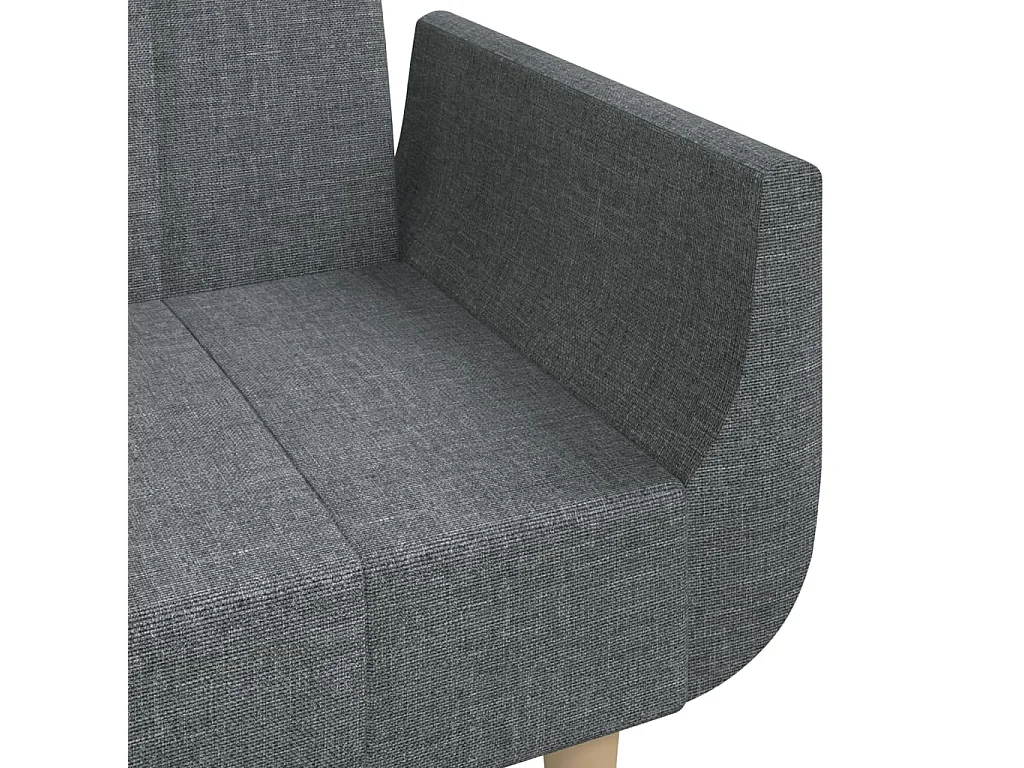 Sofá-cama 2 lugares com duas almofadas tecido cinzento-claro