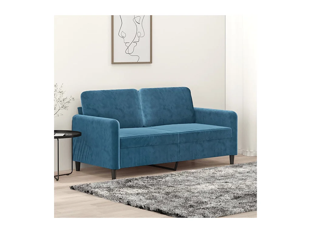 Canapé à 2 places Bleu 140 cm Velours