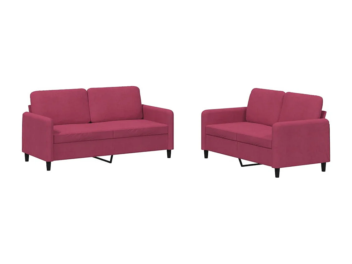2-delige Loungeset fluweel wijnrood