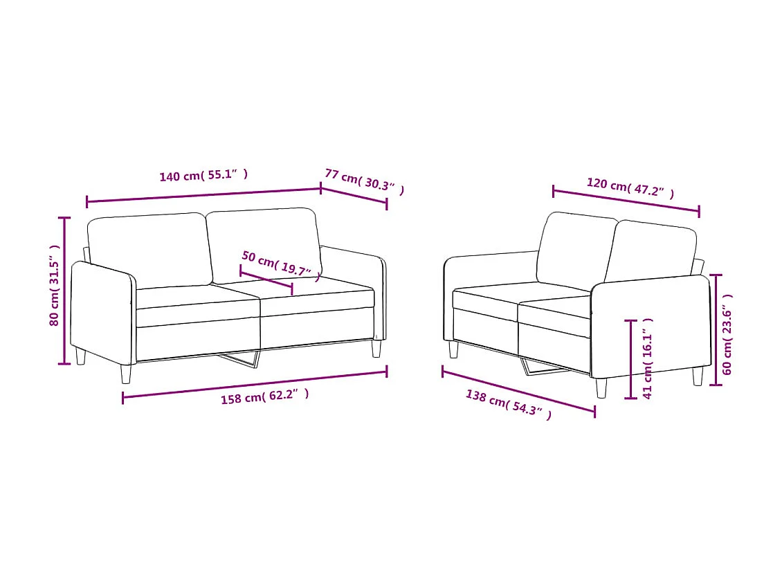 2-delige Loungeset fluweel wijnrood