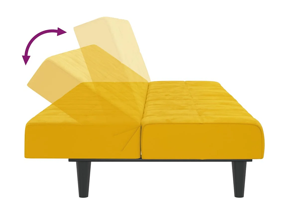Slaapbank 2-zits fluweel geel