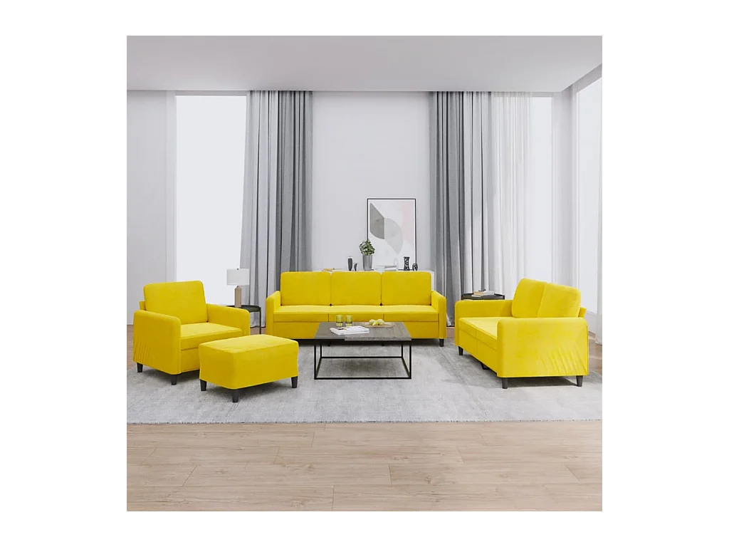 Ensemble de canapés 4 pcs jaune velours