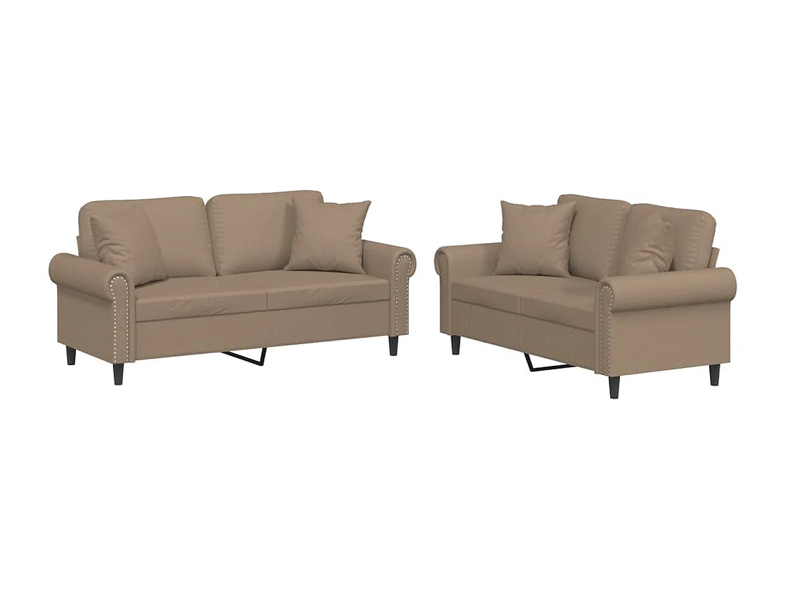 Ensemble de canapés 2 pcs avec coussins cappuccino similicuir
