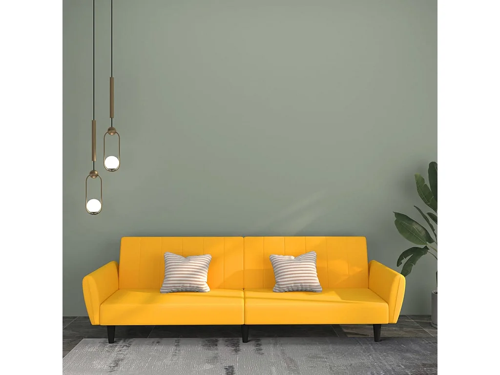 Schlafsofa 2-Sitzer Gelb Samt