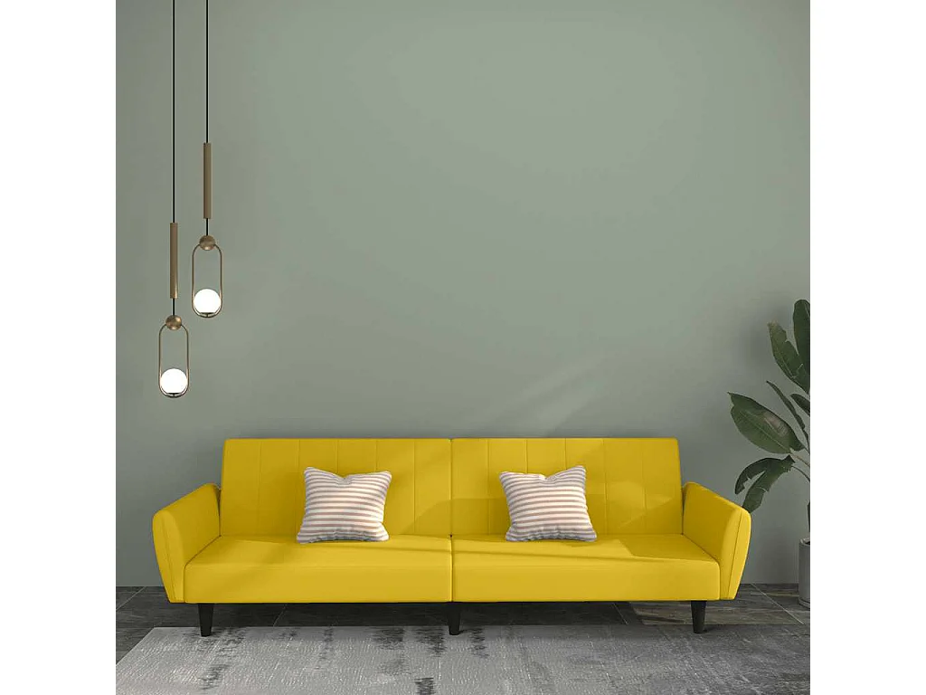 Schlafsofa 2-Sitzer Gelb Samt