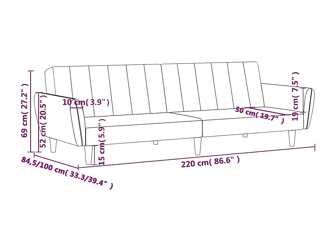 Schlafsofa 2-Sitzer Gelb Samt
