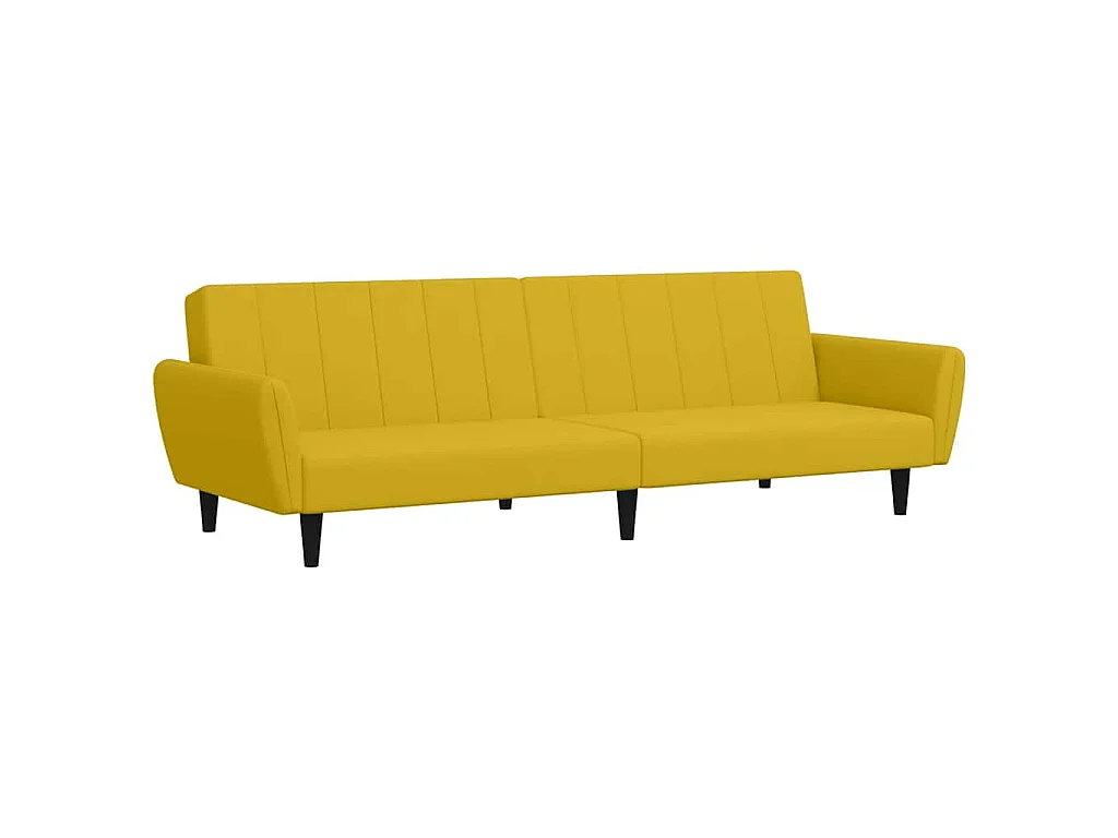 Divano Letto a 2 Posti Giallo in Velluto
